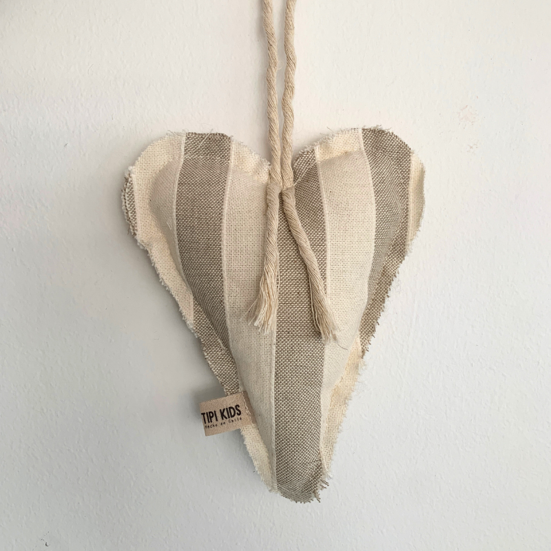 Cunero Corazón Rayas Beige